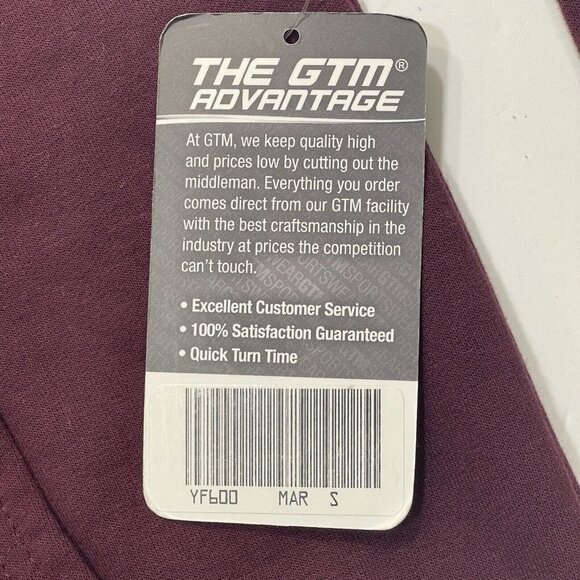 GTM SPORTSWEAR Unisex‎ Kids Fleece Hoodie Sizes YS/YM/YXL Burgundy Maroon NWT - Picture 6 of 11